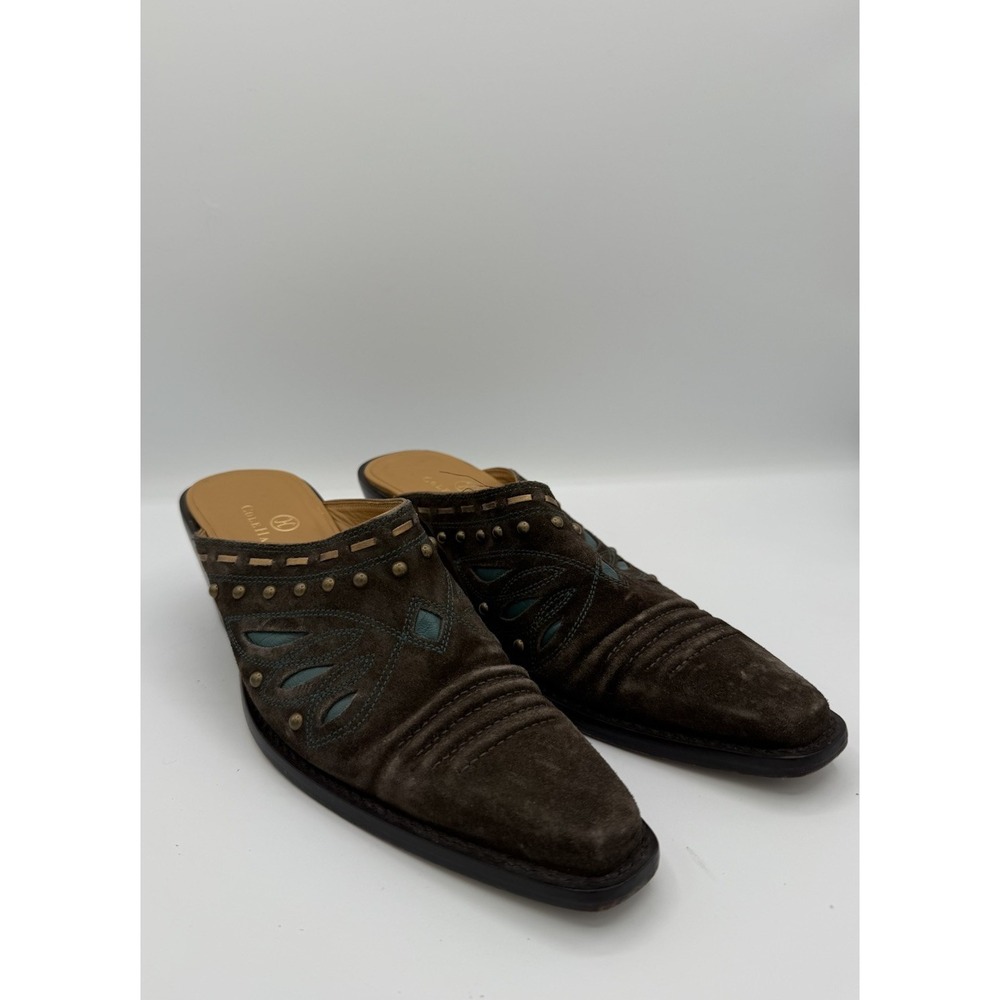 Cole Haan Women's Suede Western Mule Clogs Brown Studded Slip-On Shoes Size 7B